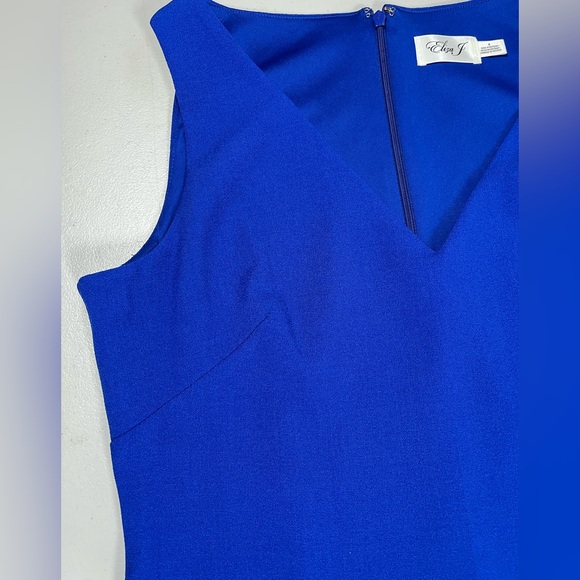 Eliza J Royal Blue sheath ruffled hem V-Neck Mini cocktail Dress, NWT, size 8 - Picture 9 of 17